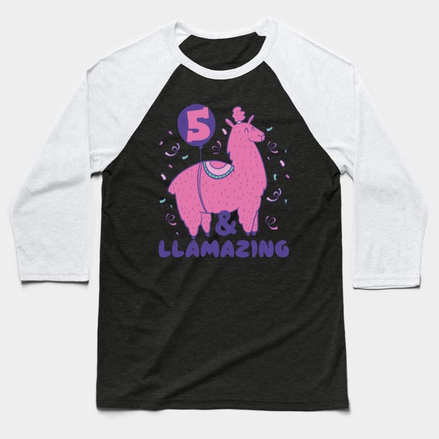 Llamazing 5th Birthday 5 Years Old Llama Girls Kids Gift product Baseball T-Shirt by theodoros20